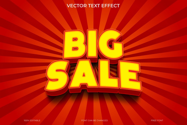Big Sale 3D Text Effect Vector