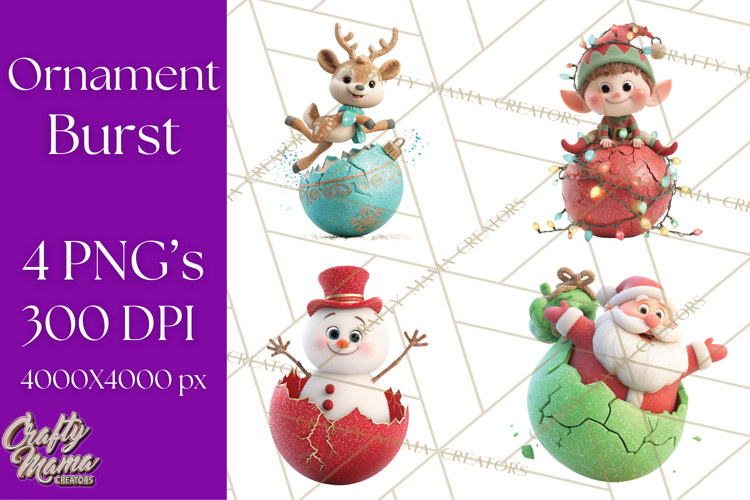 Christmas Ornament Clipart PNG Cute Holiday Illustrations
