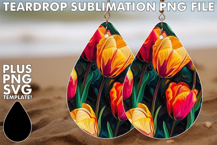 Teardrop Earrings: Captivating Flower Patterns in PNG