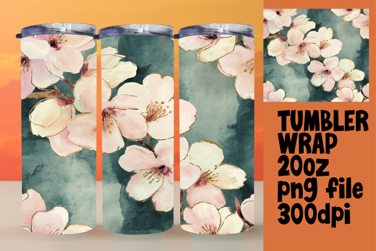 CHIC 20oz PNG Tumbler Wrap , Flower Pattern