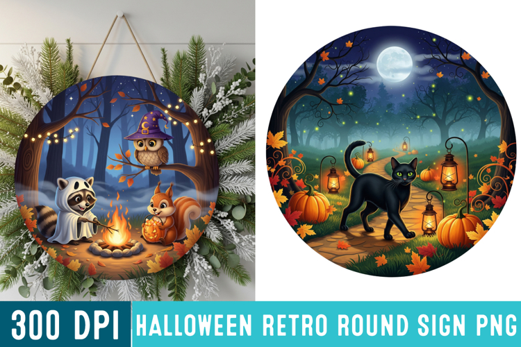 Halloween Round Sign Design PNG Perfect for Spooky Season