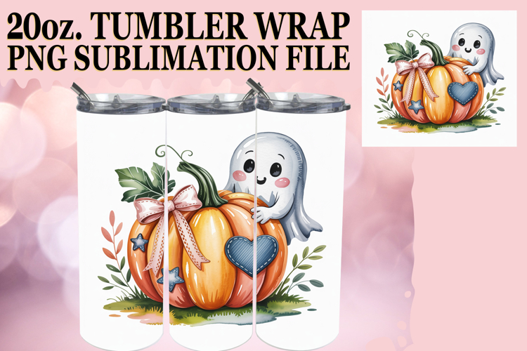 Enchanted vibes 20oz tumbler wrap, Pumpkin Watercolor