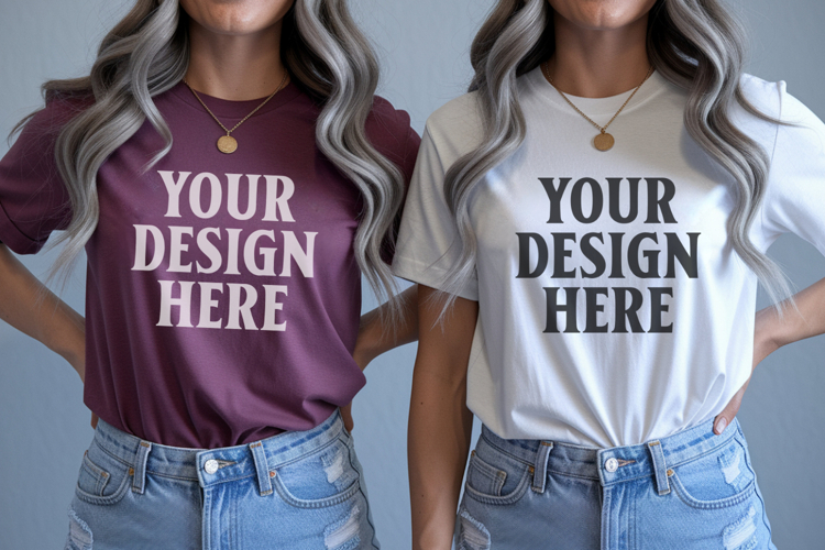 Bella Canvas 3001 Red and White Christmas Shirt Mockup, Tran