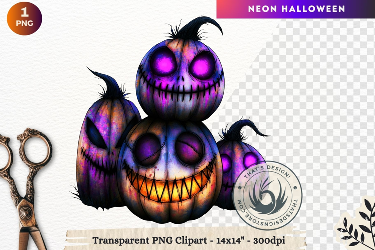Neon Halloween Character Clipart Spooky Kawaii