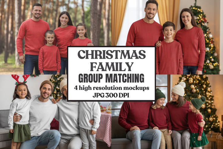 Christmas Family Matching T-Shirt Mockups | Holiday Group