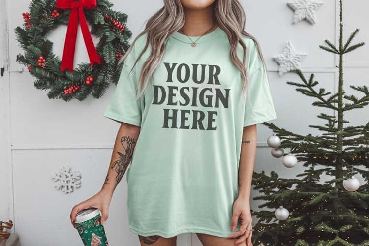 Chalky Mint Christmas Comfort Colors 1717 TShirt Mockup,cc17