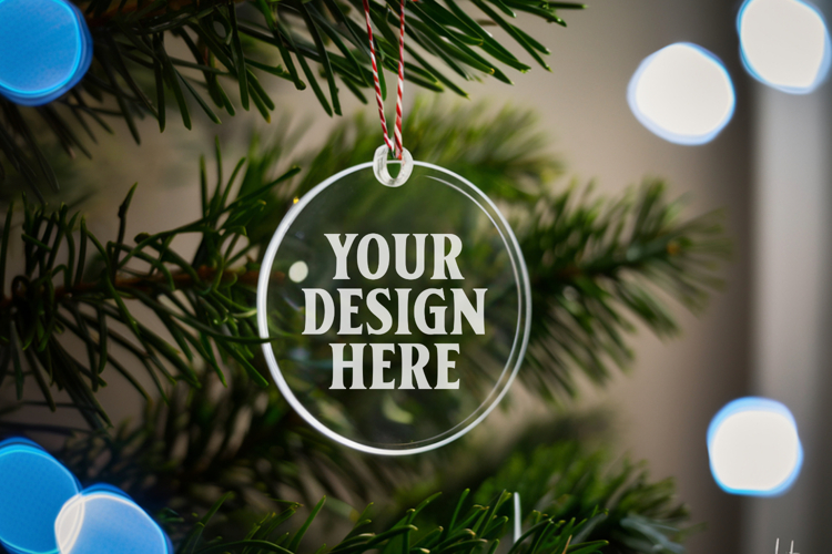 Acrylic Christmas Ornament Mockups | Clear Holiday Ornament