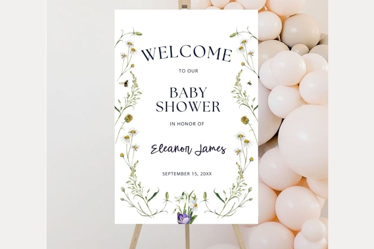 Baby Shower Welcome Sign Template 262 example image 1