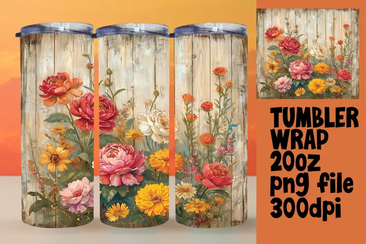 Vintage Blossom Tumbler Wrap - Retro Delight
