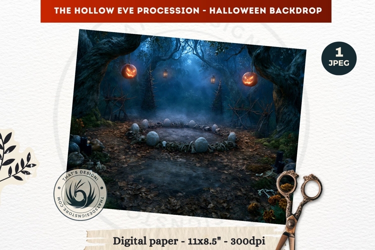 Gothic Halloween background - Hollow Eve Procession Backdrop