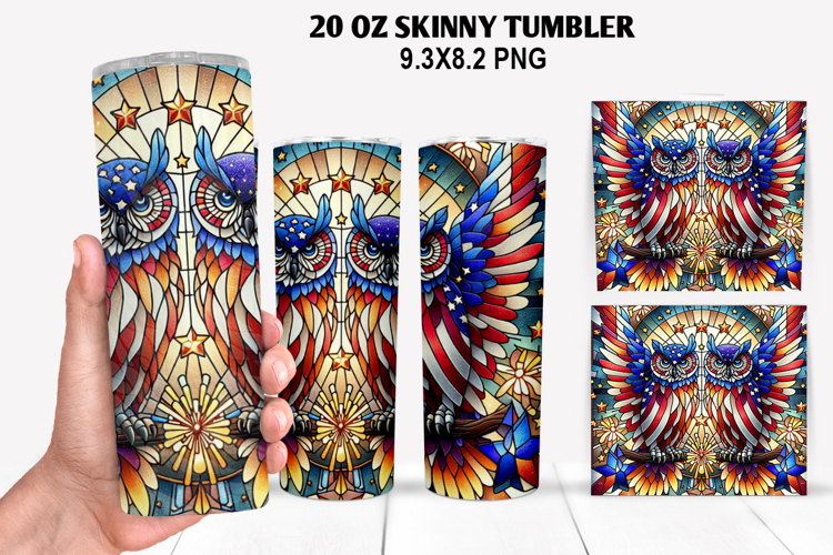 Owls Skinny Tumbler 20oz Wrap Design,4th of july Tumbler PNG