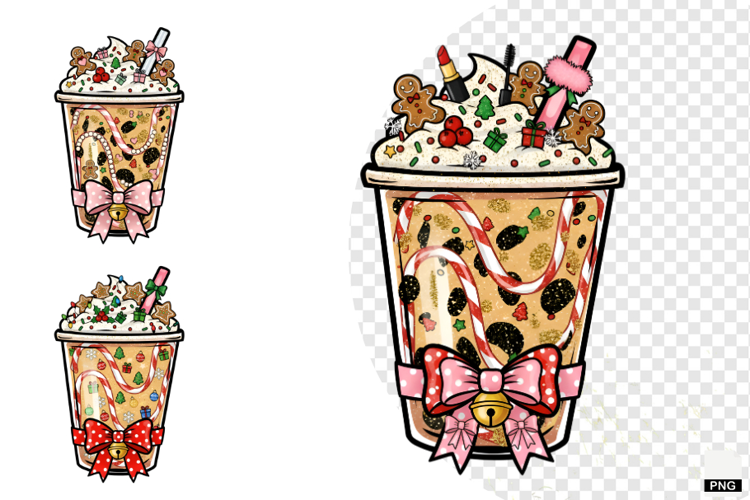 Christmas Coquette Coffee Cup Clipart