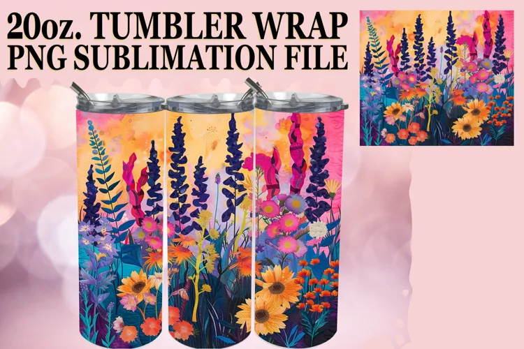 Whimsical Springtime Flower Abstract Sublimation 20oz