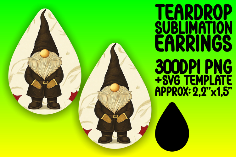 Elegant Teardrop Earrings Design PNG , Gnome