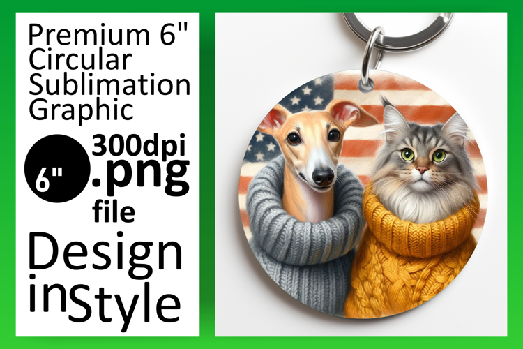 Elegant Keychain Round PNG Artwork , Dog and cat