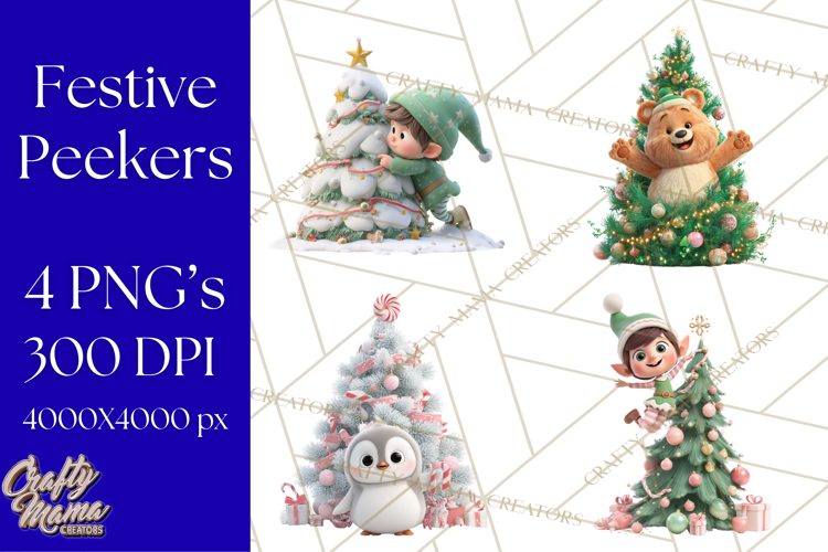 Christmas Tree Clipart PNG Cute Characters for Holiday Craft