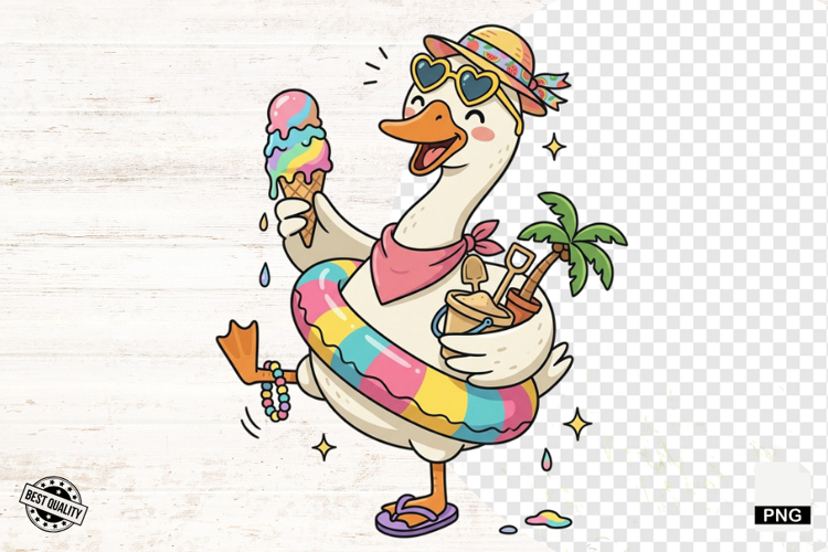 Summer Silly Goose Clipart PNG