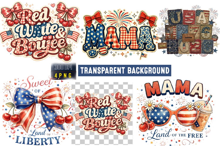 American Mama PNG , 4th of July Mama Shirt Design