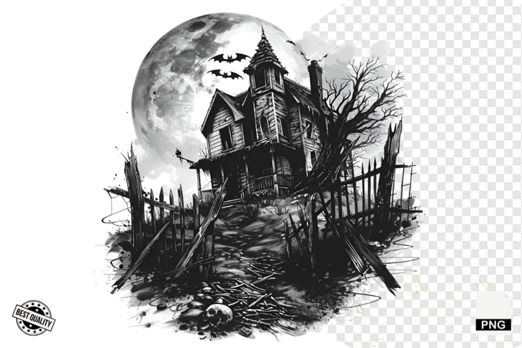 Black and White Halloween Autumn Clipart example image 1