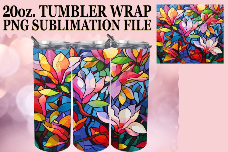 Stained Glass Tree Tumbler Wrap Design 20oz