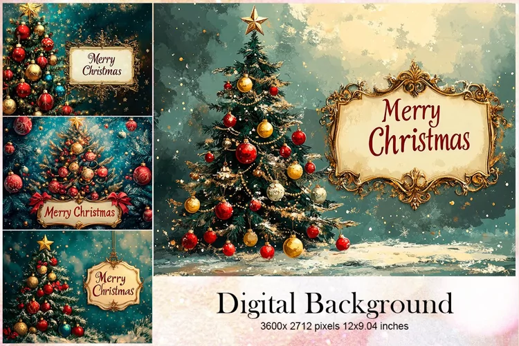 Vintage Christmas Tree Background Pine Tree Backdrops_62