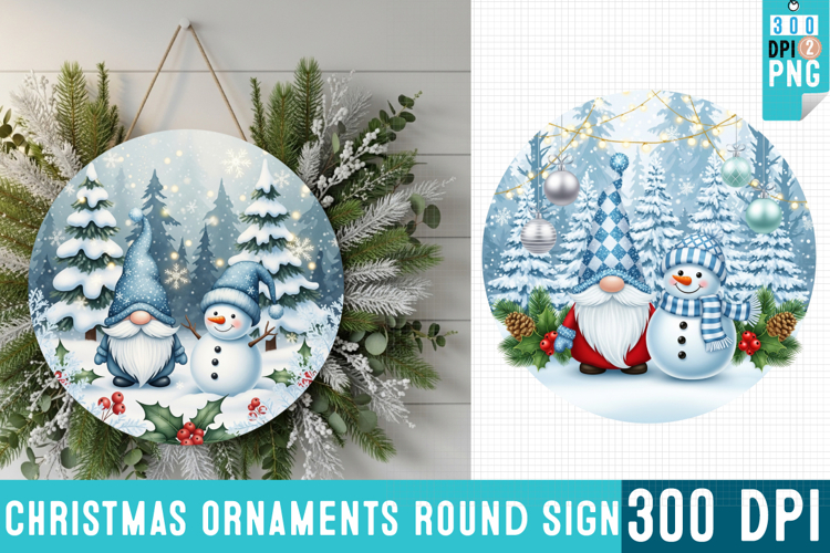 Christmas Ornaments Round Sign PNG, Christmas Round Sign PNG