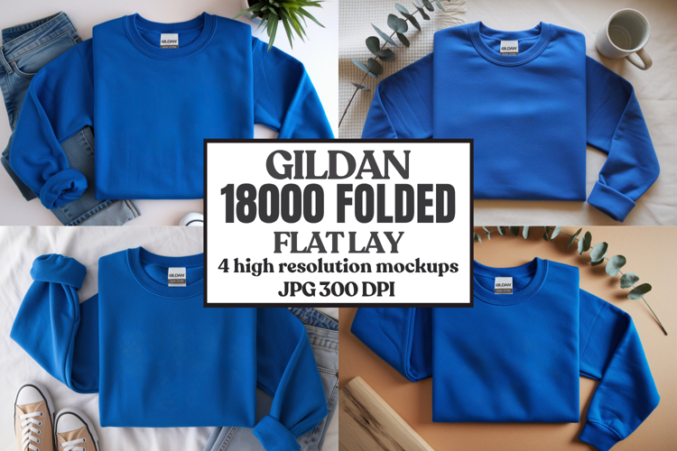 Gildan 18000 Sand Folded Flat Lay Mockups
