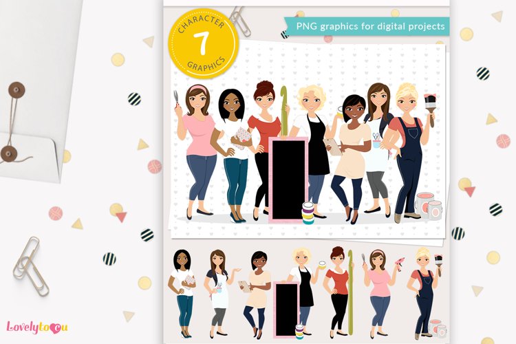 Girl clipart group, woman lifestyle club, social troop, LG06 example image 1