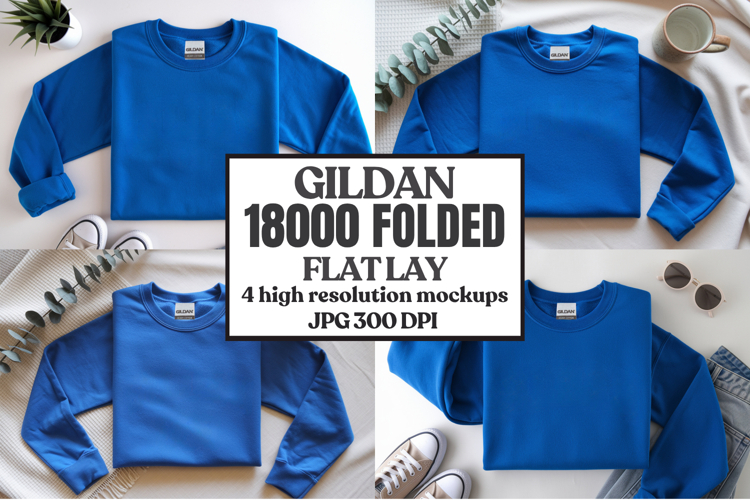 Gildan 18000 Sand Folded Flat Lay Mockups
