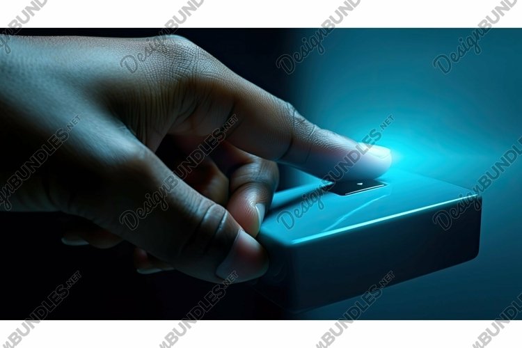 press blue electric power button example image 1