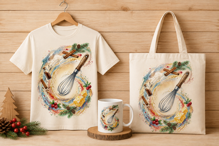 Cozy Holiday Baking Ingredients Watercolor Art