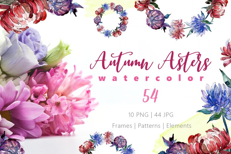 Autumn Asters Watercolor png example image 1