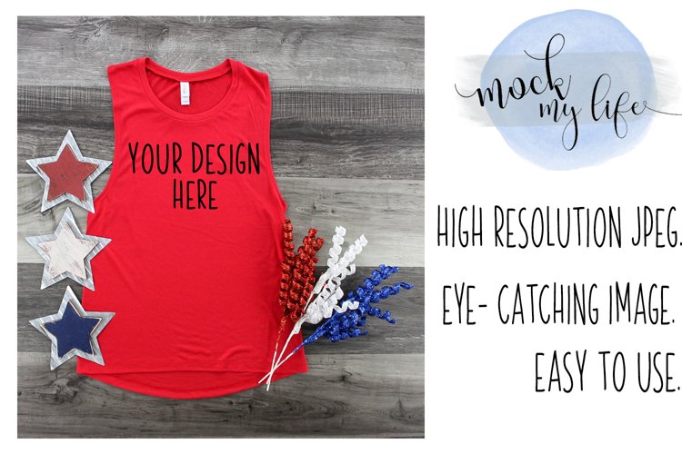 Bella Canvas Mockup / Patriotic Flat Lay / Independence Day example image 1