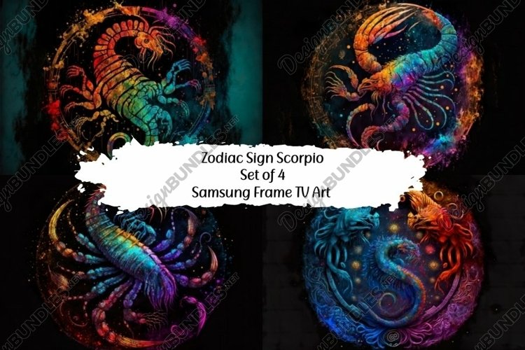 Samsung Frame Tv Art, Zodiac Sign Scorpio Set of 4