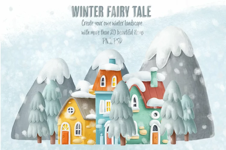 Beautiful winter set of graphics