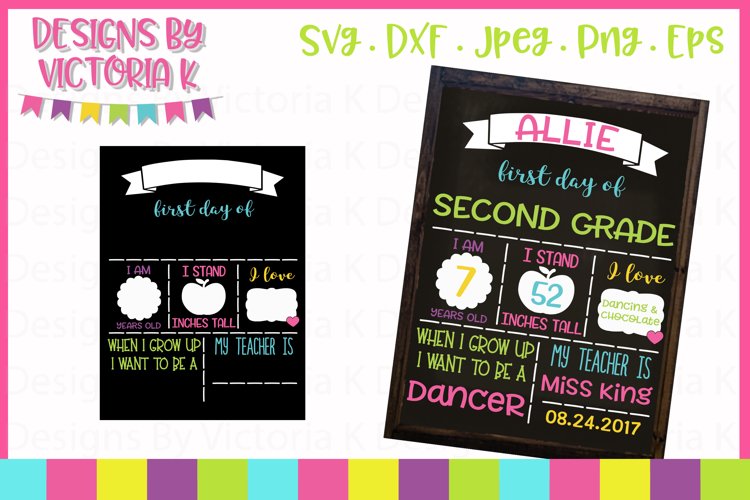 First day of school board, chalkboard style SVG Cut File example image 1