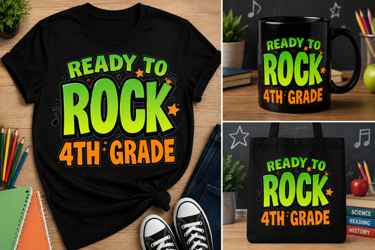 Ready to Rock 4th Grade PNG, Fourth Grade Back to School