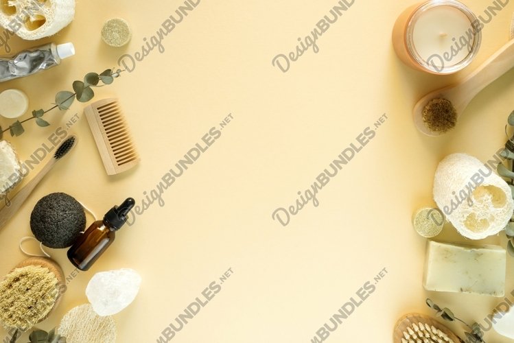 Zero waste hygiene products on beige background example image 1