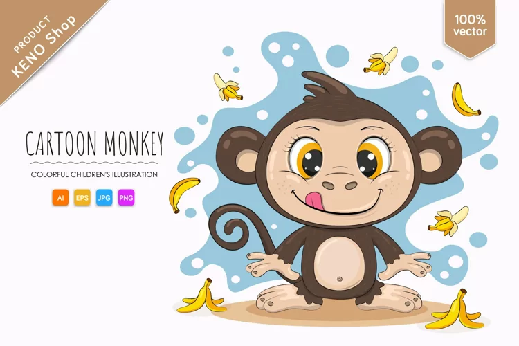 Cute Cartoon Monkey