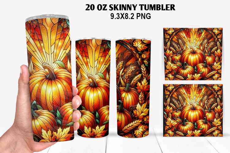 Pumpkins Skinny Tumbler 20oz Wrap Design, Halloween Tumbler