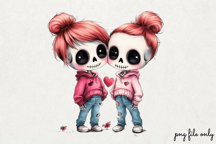 Valentines day skeletons Clipart PNG
