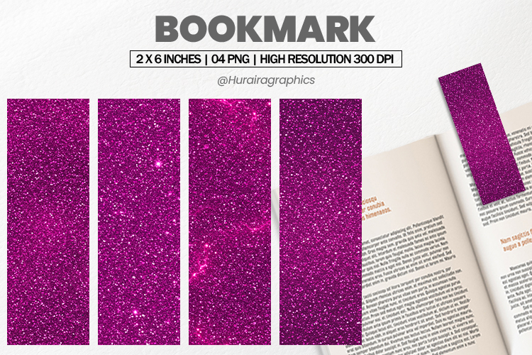 Fuchsia Glitter Bookmark PNG, Bookmark Sublimation