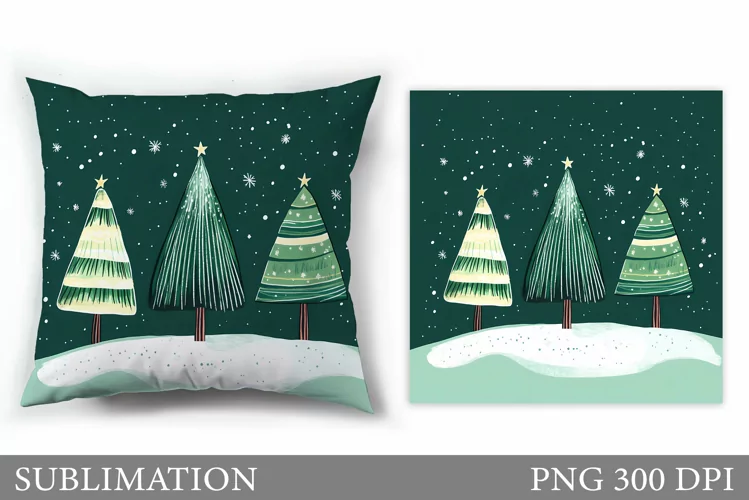Christmas Tree Pillow Design. Christmas Tree Sublimation