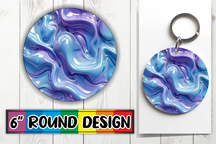 Artistic Abstract Inflated Puff Keychain Sublimation Art