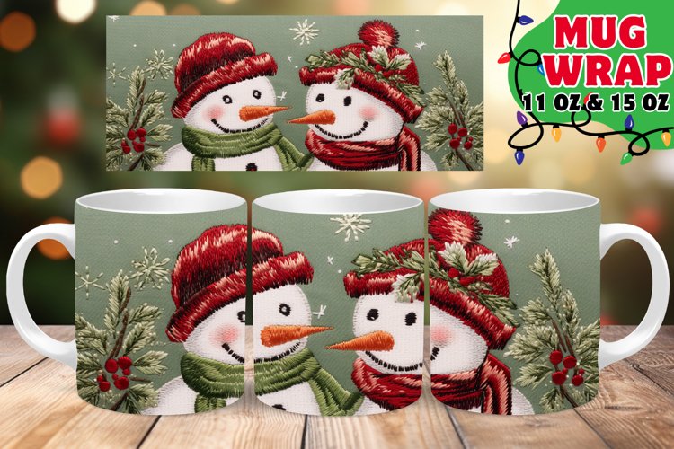 3D Snowman Embroidered Christmas Wonder 15oz Mug