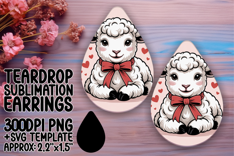 Stylish Teardrop Earrings Sublimation , Valenines Animals