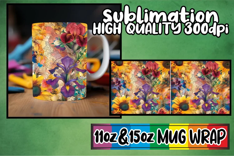 Colorful Blossom Fantasy Mug Wrap 11oz/15oz