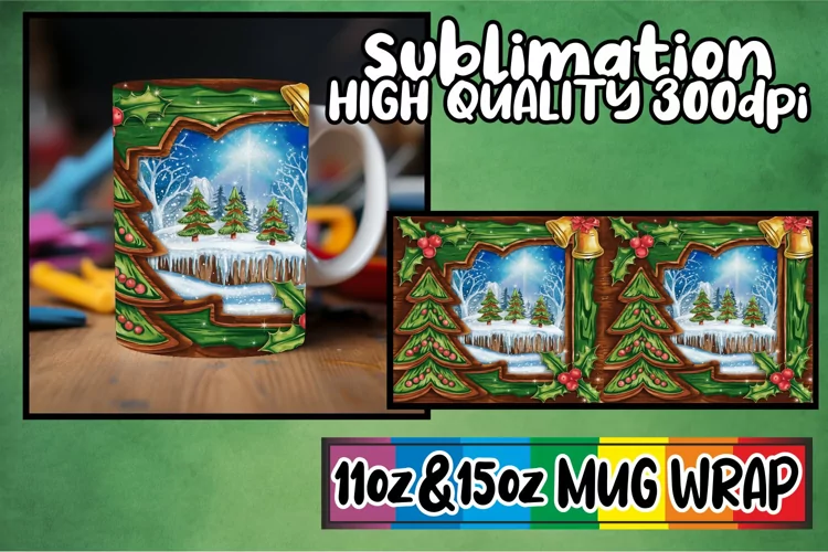 Inspiring colors 11oz 15oz mug wrap, Christmas