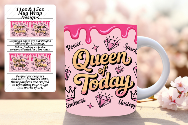 Glamorous 15oz Mug Wrap Png Design , Girl Quote