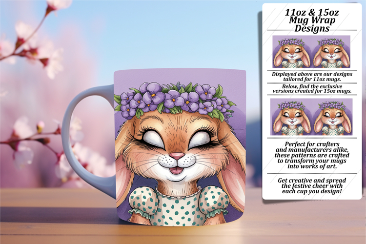 Dynamic 11oz Mug Wrap Png Artwork , Cute Bunny